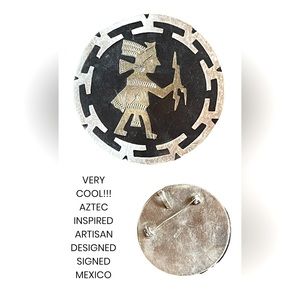 Very cool AZTEC VINTAGE BROOCH STERLING SILVER COLLECTORS ITEM